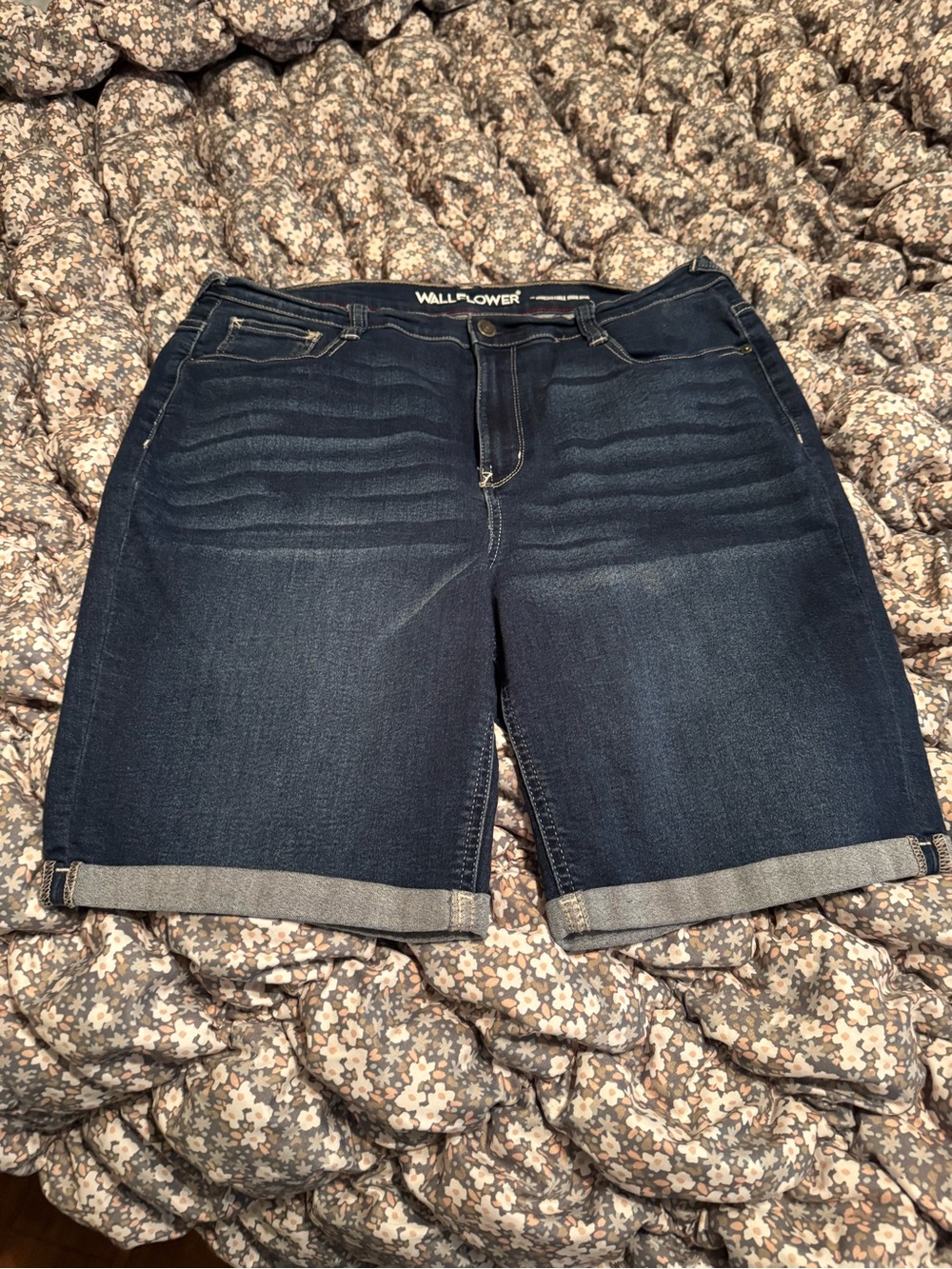 Wallflower Indigo Roll-Cuff Denim Shorts